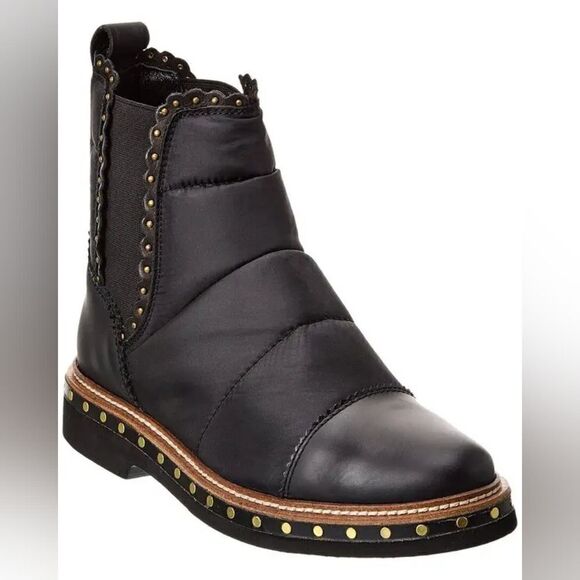 Free People Leather Studded Bootie 39/9 Whimsigoth Boho Dark Academia Maximalist - Picture 1 of 13
